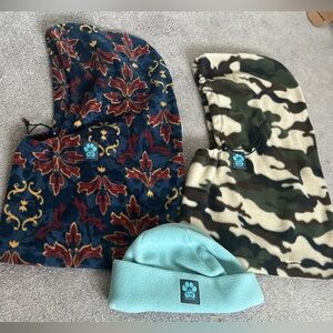 Peak Retriever Fleece Hood and Hat in Teal and Black Bundle